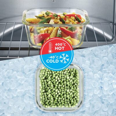 Borosil Klip n Store Square Set of 2 Glass Container (Freezer, Oven, Micro safe) - Image 4
