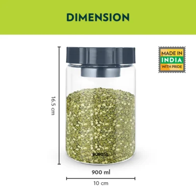 Borosil EasyScoop Endura Airtight Glass Jar(Screw Top Lid, Oven Safe, Fridge Safe) - Image 2
