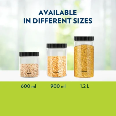 Borosil Endura Airtight Glass Jar, Black Lid (Screw Top Lid, Oven Safe, Fridge Safe) - Image 7