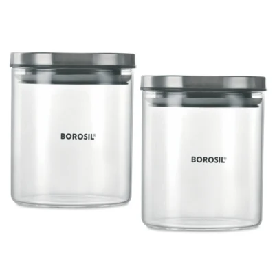 Borosil 2 Classic Jars w Wooden Tray (Oven, Micro, Fridge Safe) - Image 4