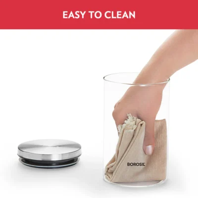 Borosil 2 Classic Jars w Wooden Tray (Oven, Micro, Fridge Safe) - Image 2