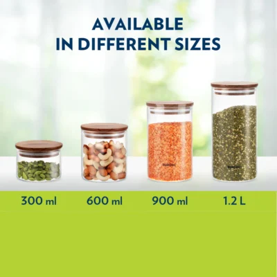 Borosil Classic Jar with Wooden Lid (Oven, Micro, Fridge Safe)