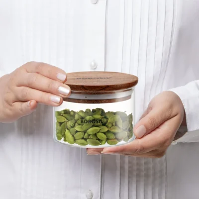 Borosil Classic Jar with Wooden Lid, Set of 2 (Oven, Micro, Fridge Safe) - Image 4