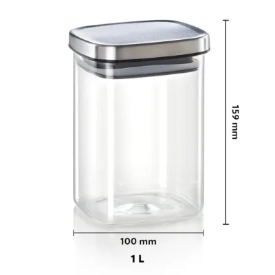 Borosil Classic Square Jar Oven, Micro, Fridge Safe - Image 5