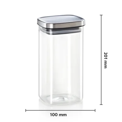 Borosil Classic Square Jar Oven, Micro, Fridge Safe - Image 2
