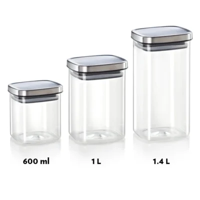 Borosil Classic Square Jar Oven, Micro, Fridge Safe