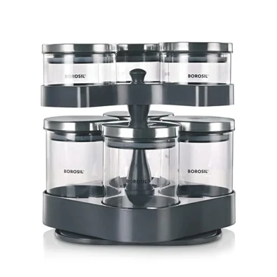 Borosil Spin n Store Tray w 7 Classic Jars (Oven, Micro, Fridge Safe) - Image 4