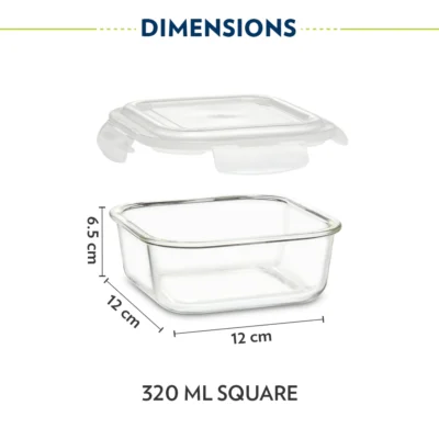 Borosil Eateasy Glass Lunchbox, Square x 3 (Microwave Safe Containers) - Image 5