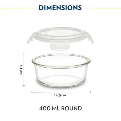 Borosil Eateasy Glass Lunchbox, Round x 3 (Microwave Safe Containers) - Image 3