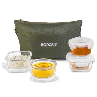 Borosil Eateasy Daisy Glass Lunchbox
