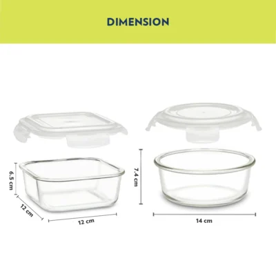 Borosil Foodluck Olive Glass Lunchbox (Microwave Safe Containers) - Image 3