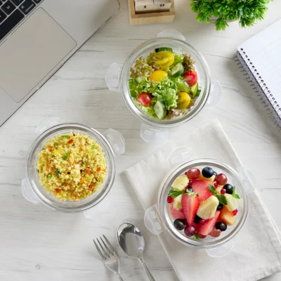 Borosil Foodluck Olive Glass Lunchbox, Round x 3 (Microwave Safe Containers) - Image 4