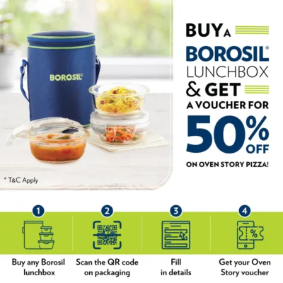 Borosil Indigo Daisy Lunchbox (Microwave Safe Containers) - Image 5