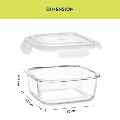 Foodluck Olive Glass Lunch Box, Square x 4 (Microwave Safe Containers) - Image 2