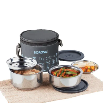 Borosil Carryfresh Lunchbox, Set of 2, Large SS body, PUF insulated - Image 2