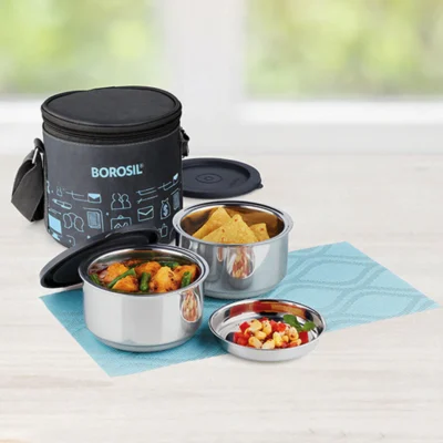 Borosil Carryfresh Lunchbox, Set of 2, Large SS body, PUF insulated