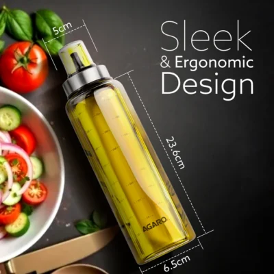 Elite Borosilicate Glass Oil Dispenser With Capacity Markings, Pack of 2, 500 Ml each, Metallic Lid, Oil Bottle Jar, Transparent - Image 2