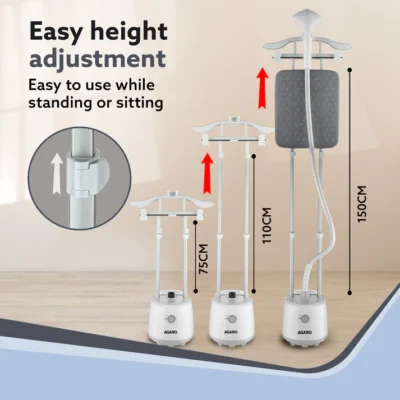 Grand Standing Garment Steamer 2000W, Professional Standing Steam Iron, De-wrinkle clothes, Height Adjustable, Iron Board, 1.8L Water Tank, Fast Steaming - Image 6