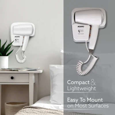 HD1417 Wall Mounted Hair Dryer 1400W, Electric Wall Mount Hair Dryer, Hotel, Bathroom, Household, Wall Hanging Dryer, White - Image 2
