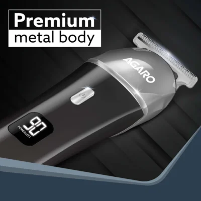 Royal Multi Grooming Kit For Men, 9in1, Shave| Trim | Style, Face Head Body Trimmer, Self Sharpening Stainless Steel Blade, 5 Combs, Metal Body, Type C Fast Charging, 120 Min Usage, IPX7, Silver - Image 5