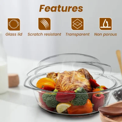 Elite Glass Casserole With Lid - 700ml - Image 2